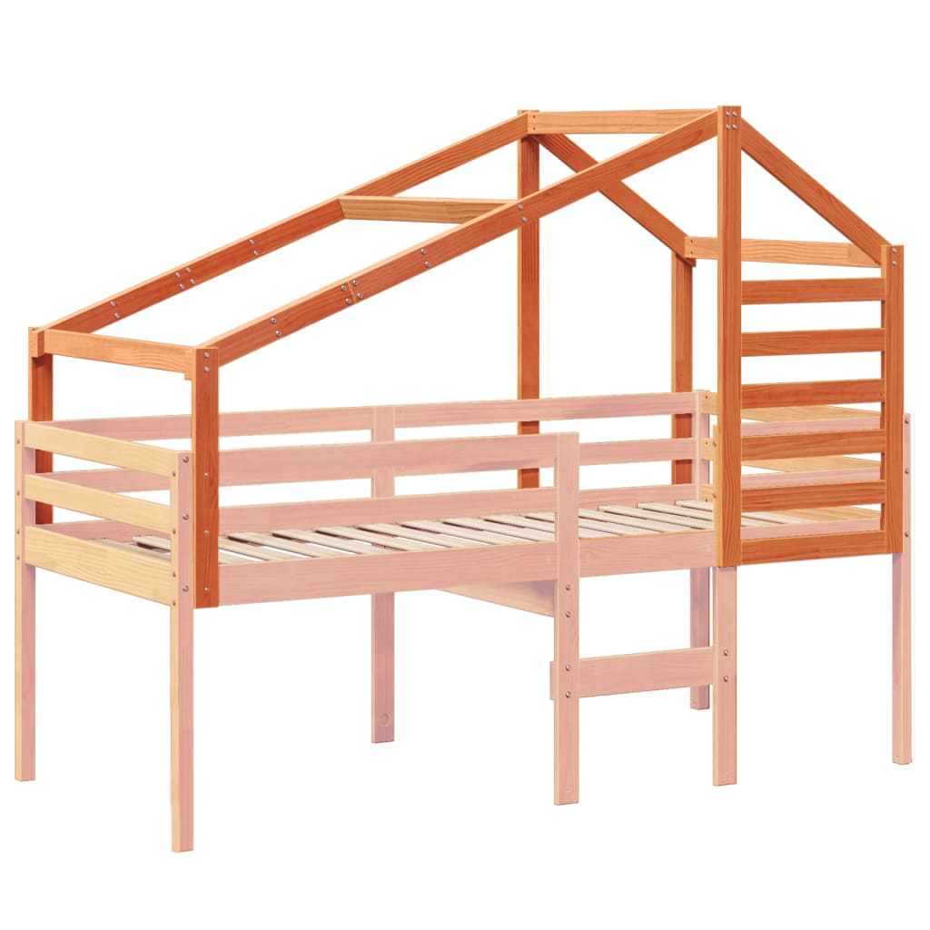 Roof for children's bed wax brown 198x87x113 cm solid pine wood