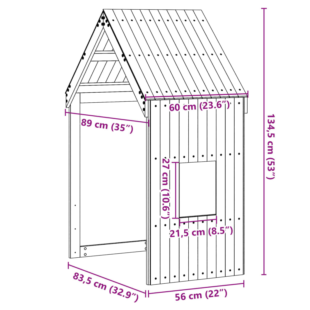 Roof for children's bed wax brown 60x89x134,5 cm solid wood