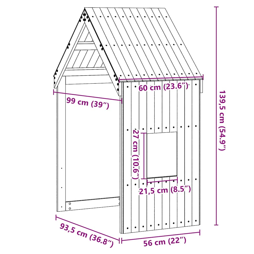 Dach für Kinderbett 60x99x139,5 cm Massivholz Kiefer