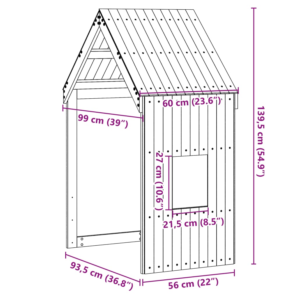 Roof for children's bed white 60x99x139,5 cm solid pine wood