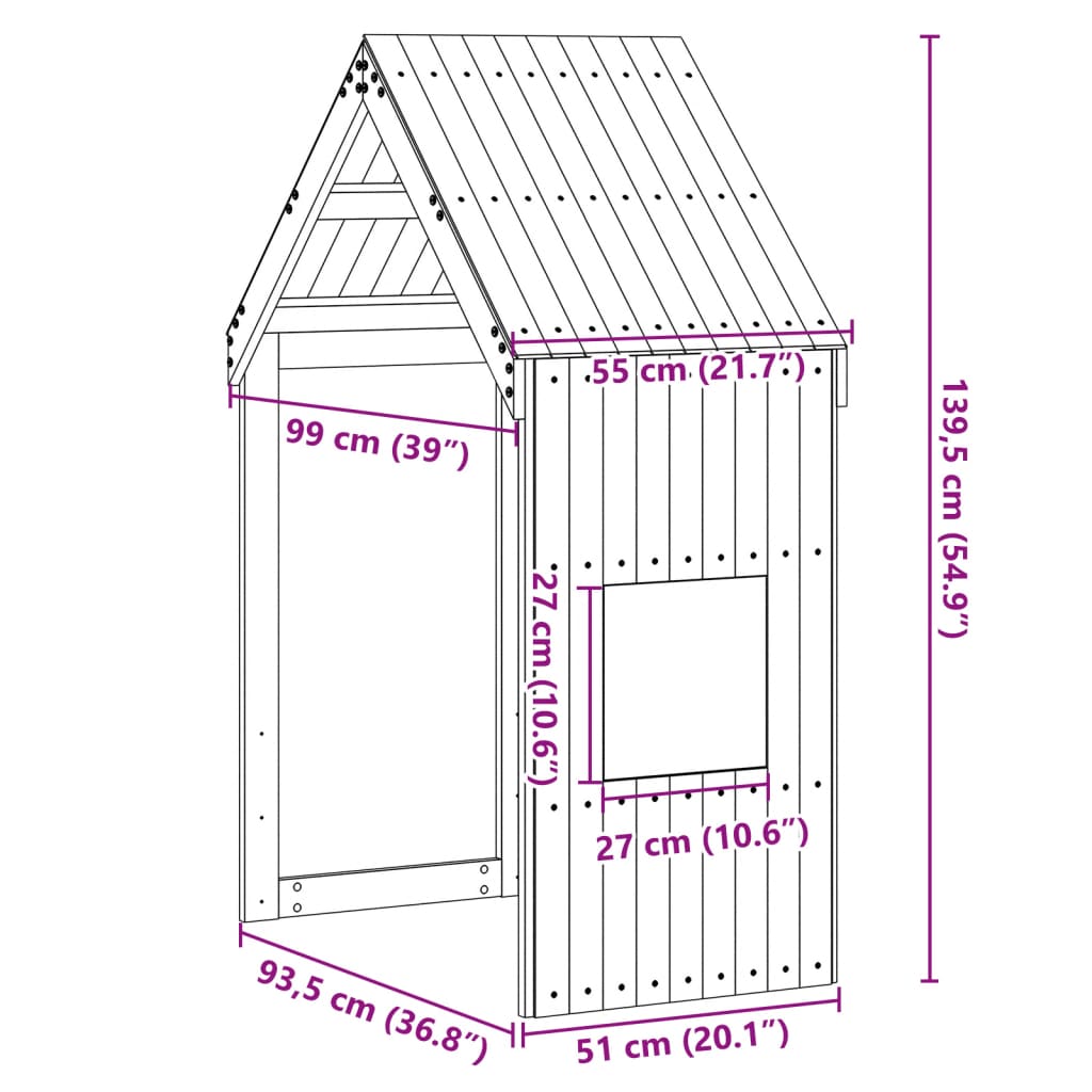 Roof for children's bed wax brown 55x99x139,5 cm solid wood