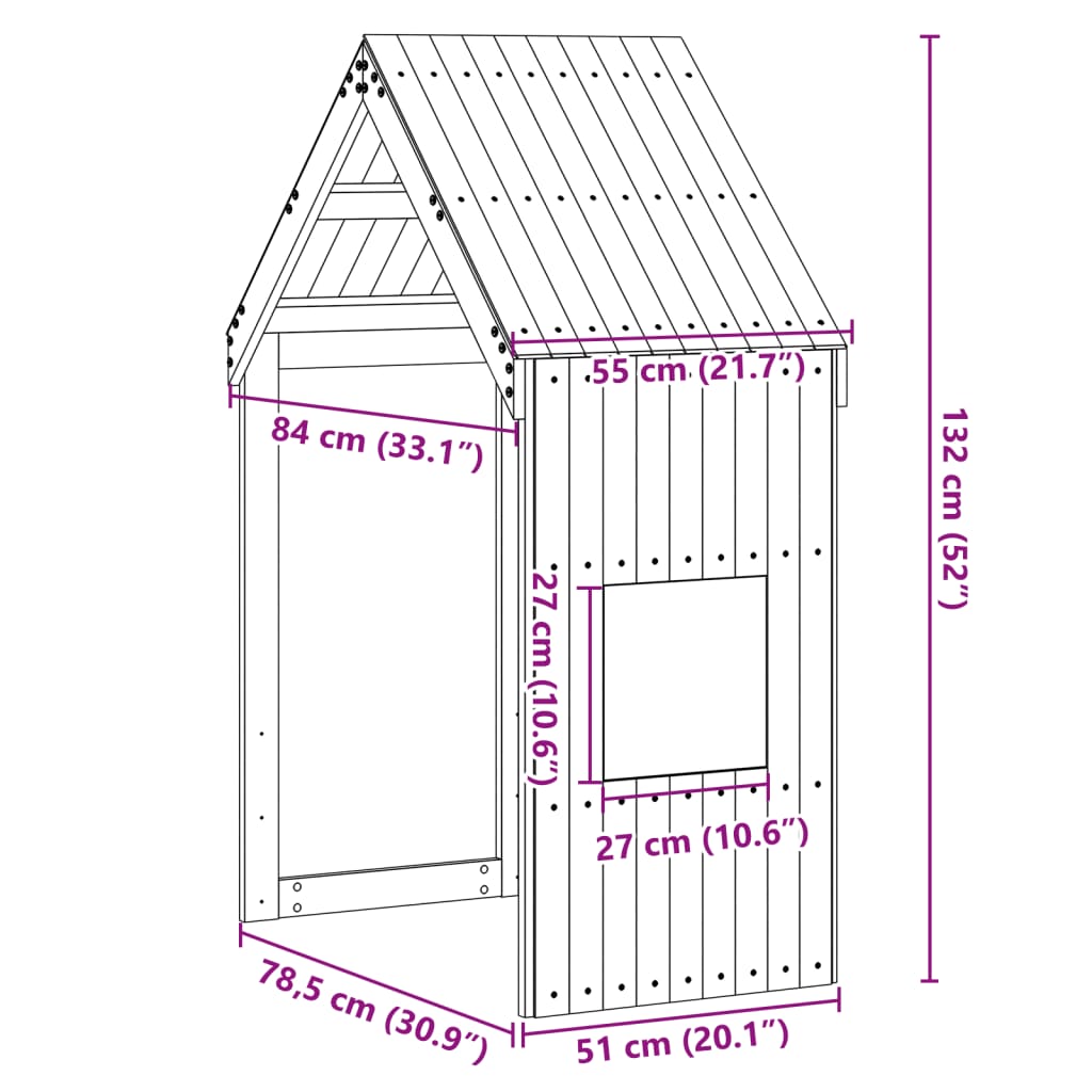 Roof for children's bed 55x84x132 cm solid pine wood