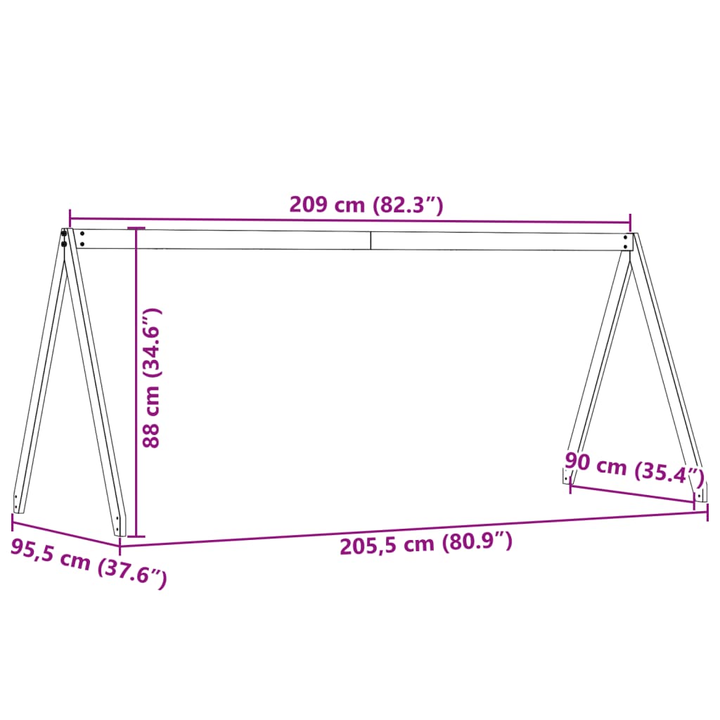 Roof for children's bed 209x95.5x88 cm solid pine wood