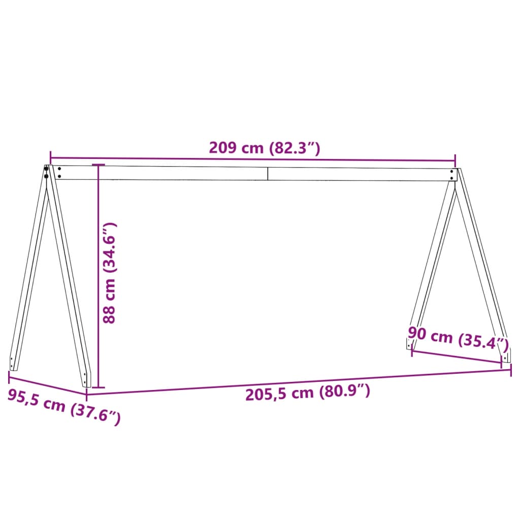 Roof for children's bed white 209x95,5x88 cm solid pine wood