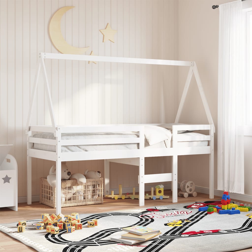 Roof for children's bed white 209x95,5x88 cm solid pine wood