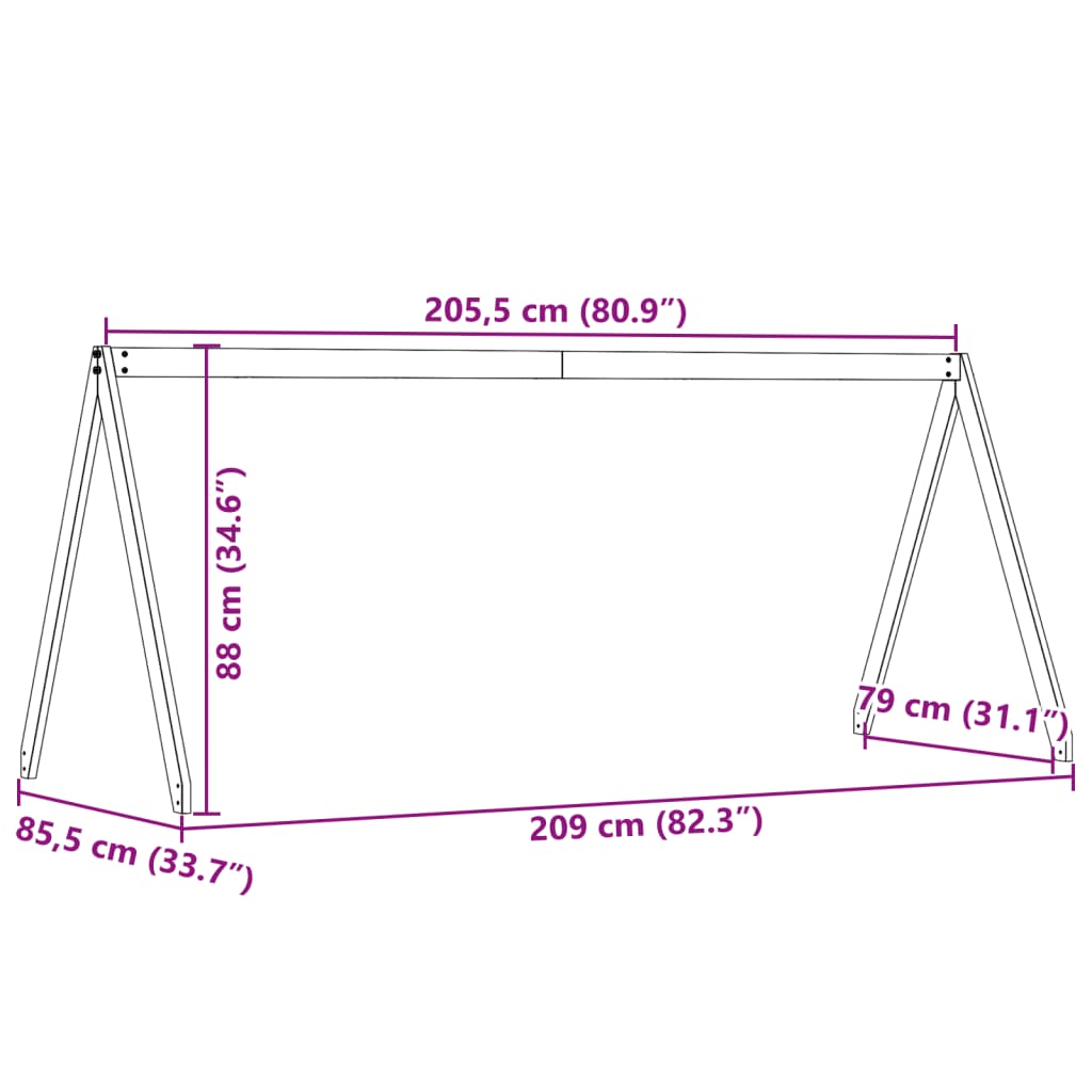 Roof for children's bed wax brown 209x85,5x88 cm solid pine wood