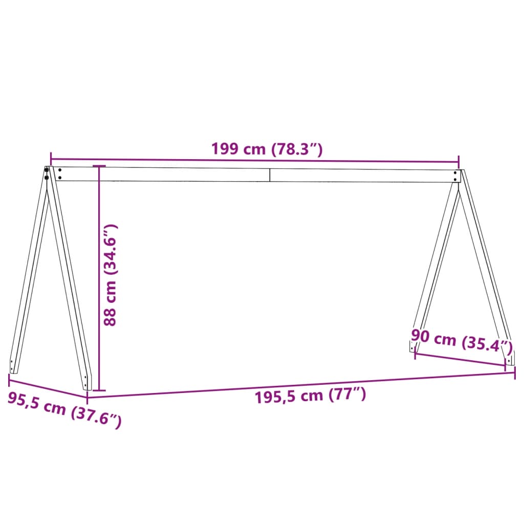 Roof for children's bed white 199x95,5x88 cm solid pine wood