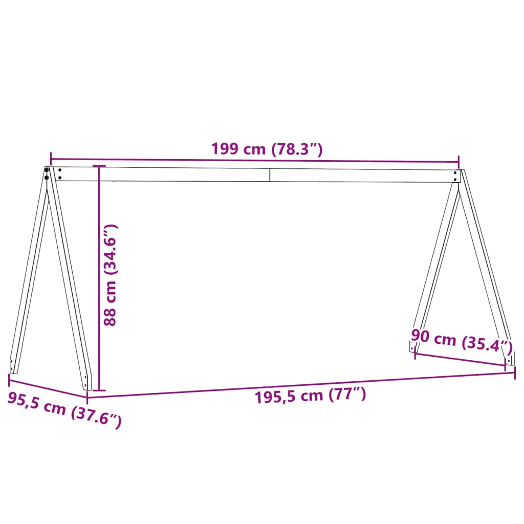 Roof for children's bed wax brown 199x95,5x88 cm solid pine wood