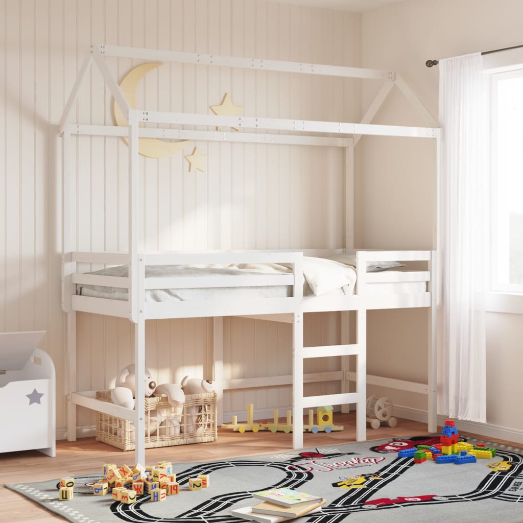 Roof for children's bed white 217x95,5x159 cm solid pine wood