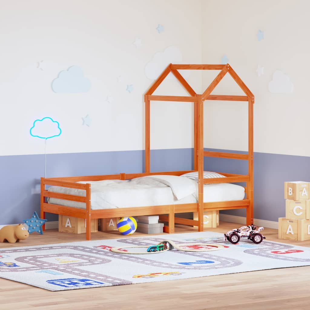 Roof for children's bed wax brown 108x70x176,5cm solid pine wood