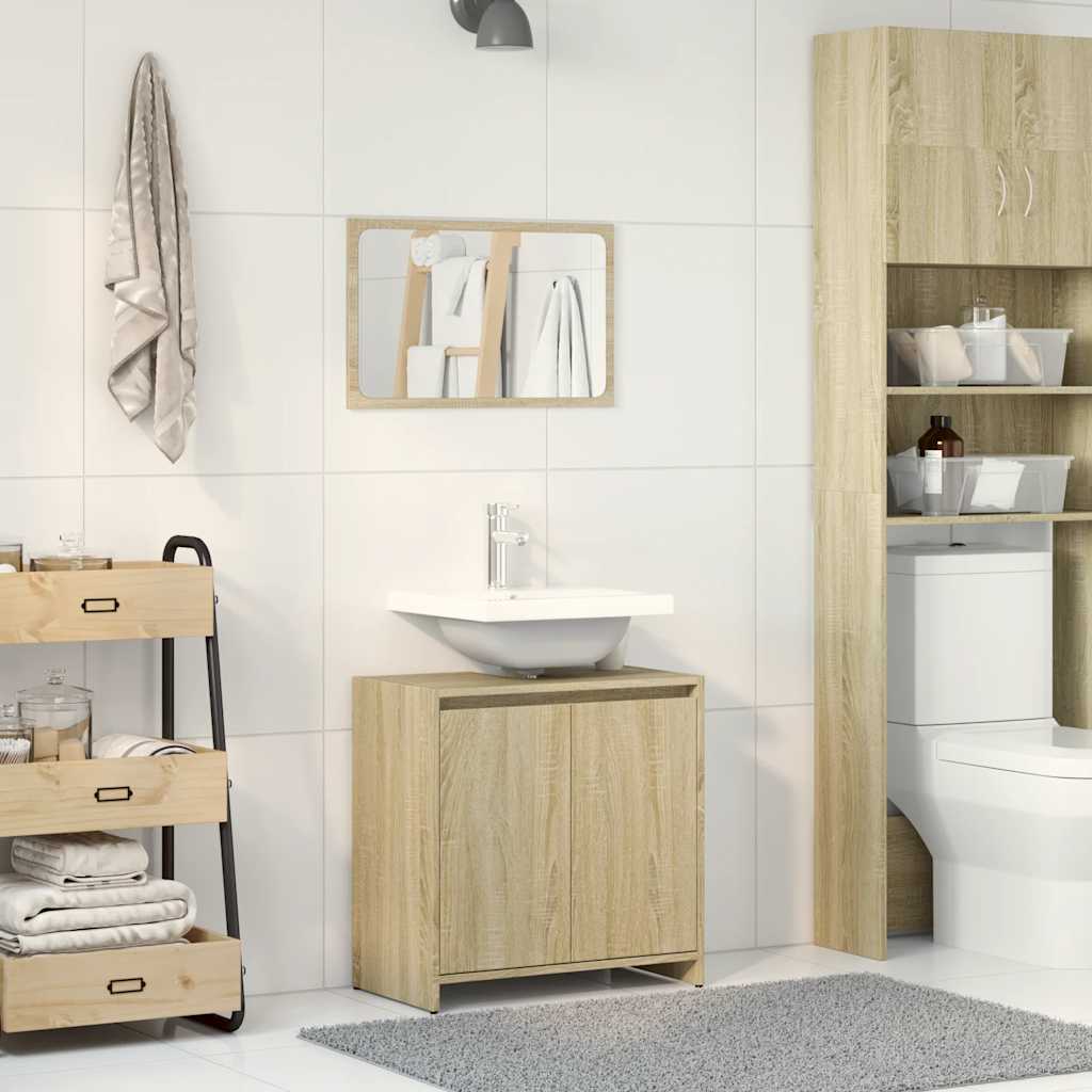 2-piece bathroom furniture set Sonoma oak wood material