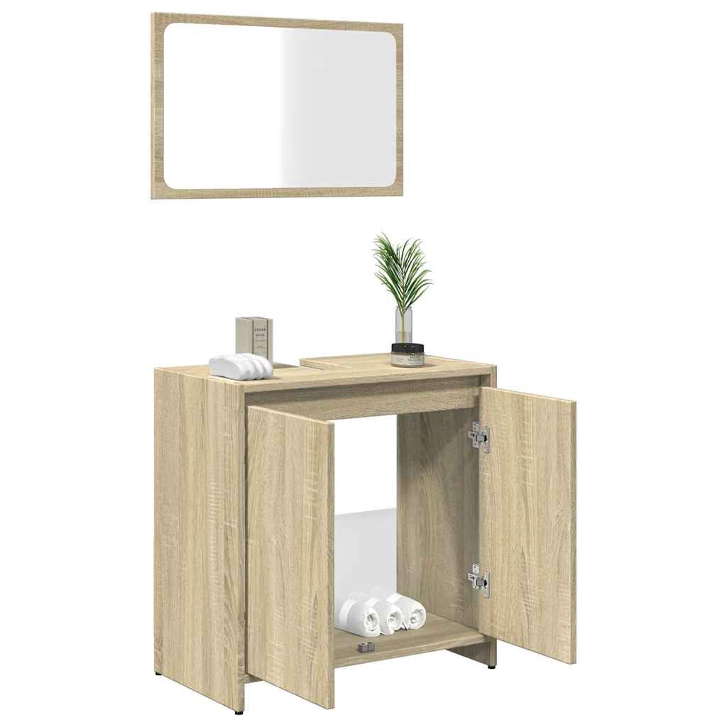 2-piece bathroom furniture set Sonoma oak wood material