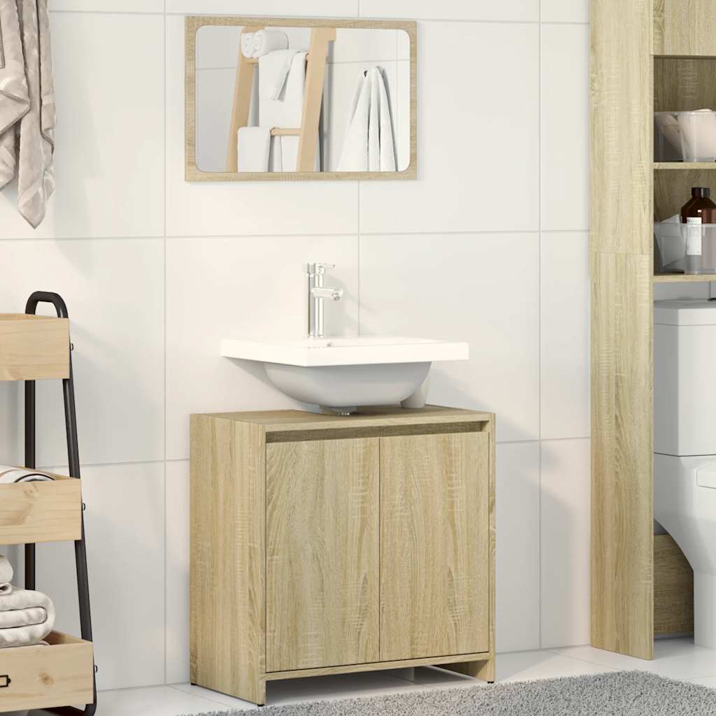 2-piece bathroom furniture set Sonoma oak wood material