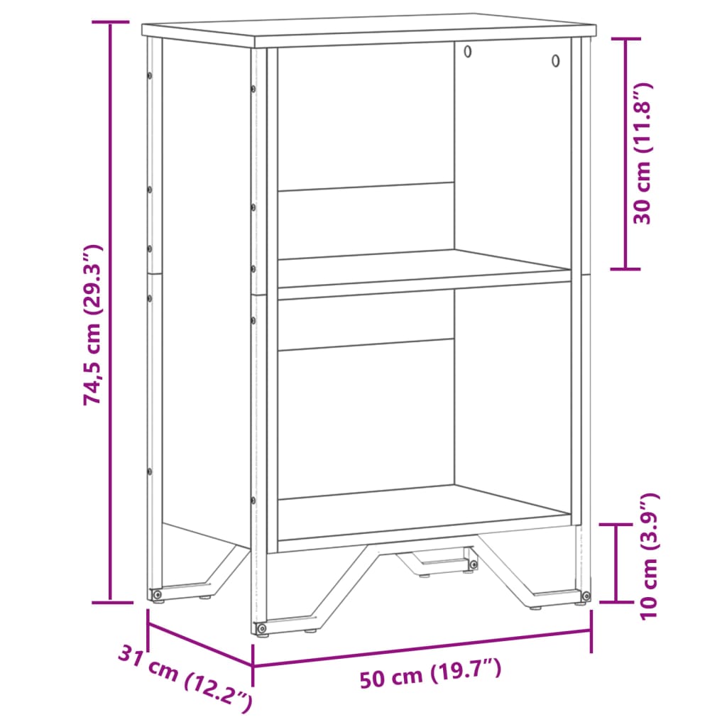 Bookshelf Sonoma Oak 50x31x74.5 cm Wood Material