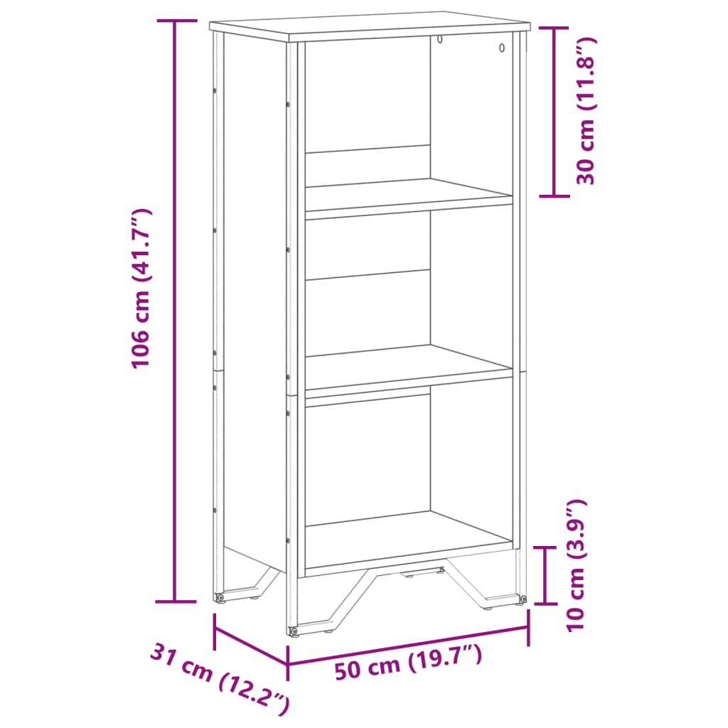 Bookshelf Black 50x31x106 cm Wood Material