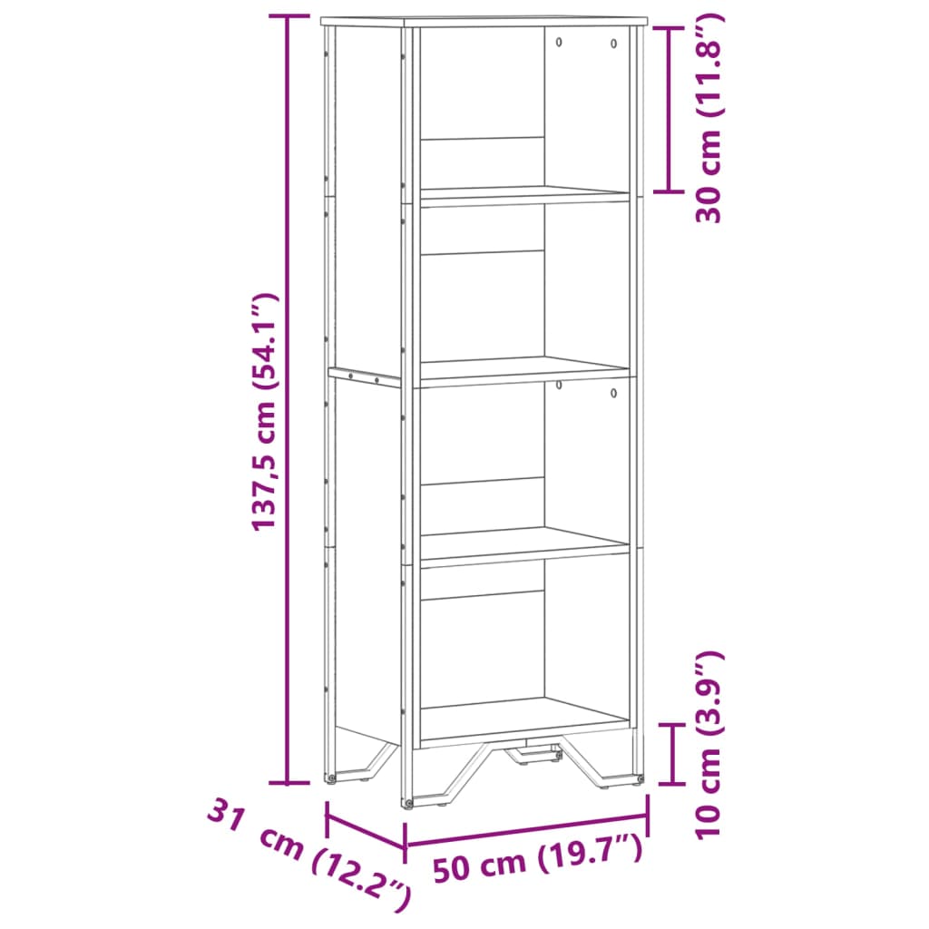 Bücherregal Räuchereiche 50x31x137,5 cm Holzwerkstoff