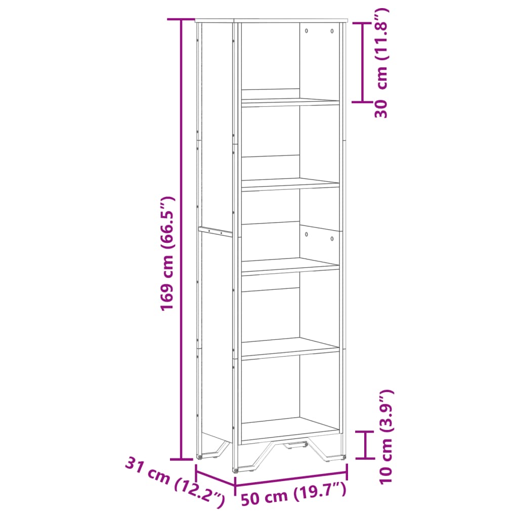 Bookshelf Black 50x31x169 cm Wood Material