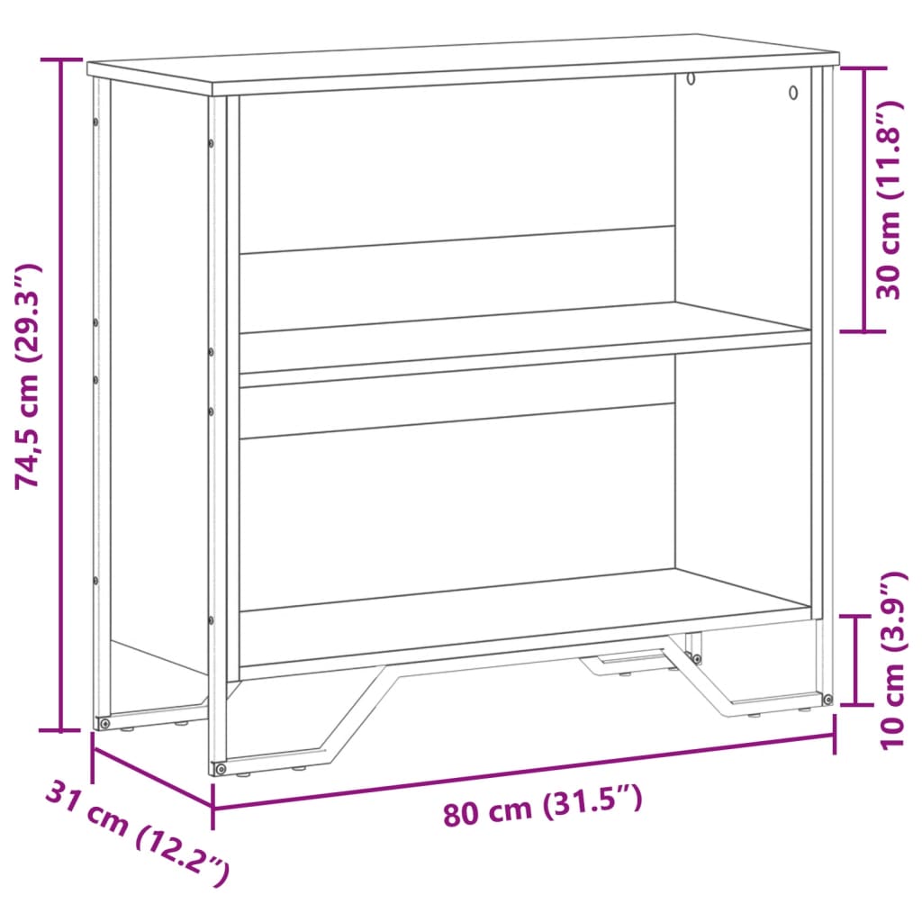 Bookshelf Smoked Oak 80x31x74.5 cm Wood Material