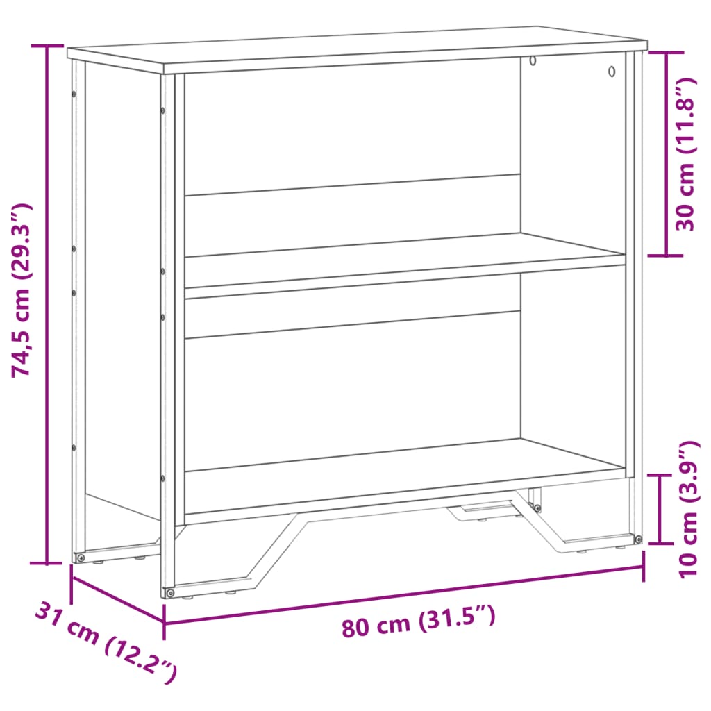 Bücherregal Grau Sonoma 80x31x74,5 cm Holzwerkstoff