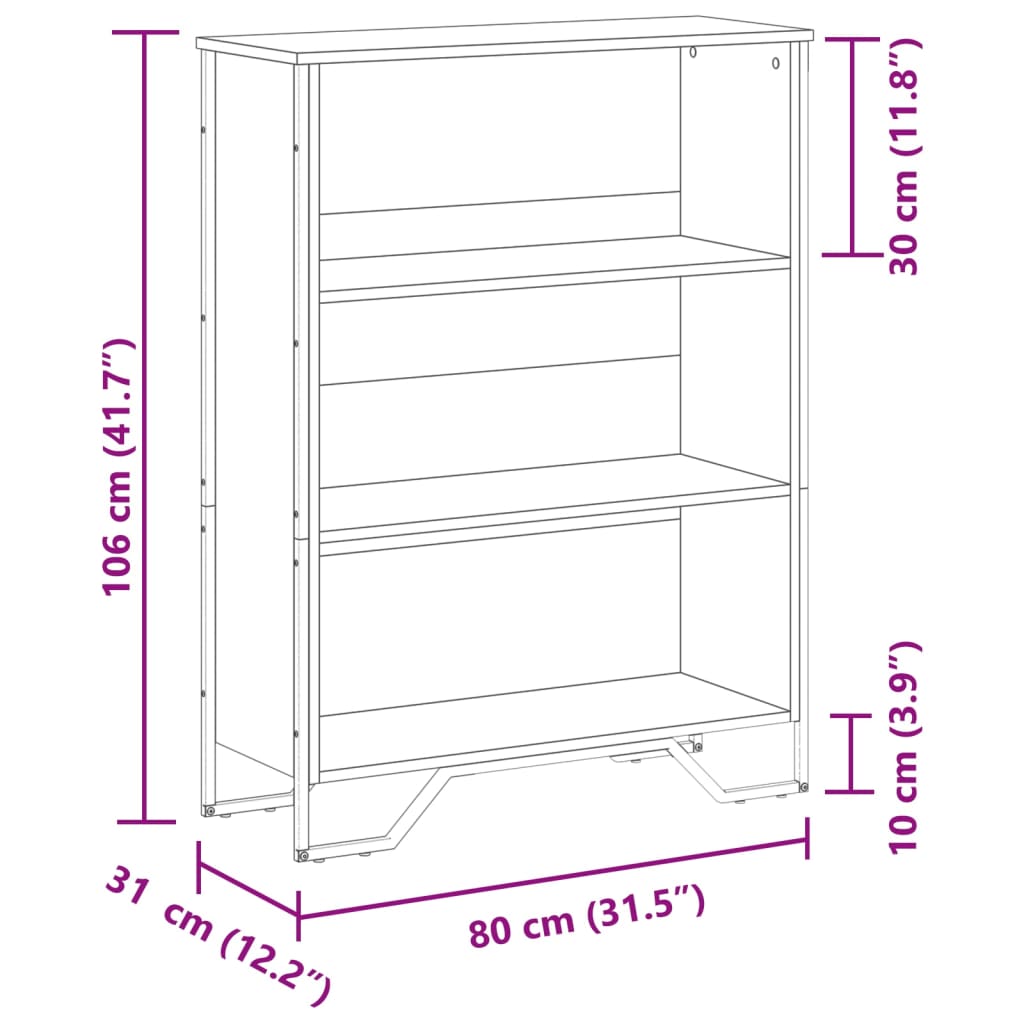 Bookshelf Black 80x31x106 cm Wood Material