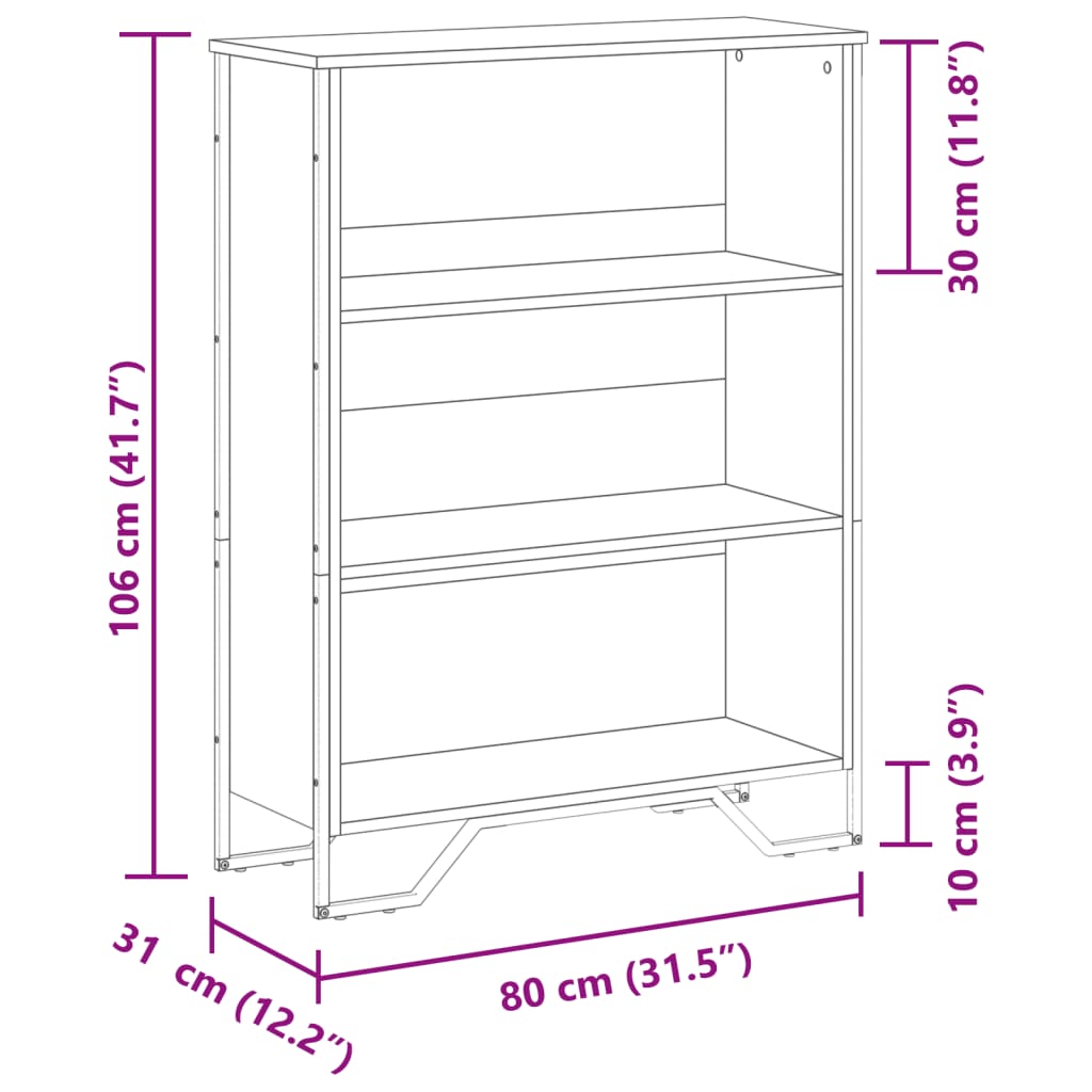 Bücherregal Sonoma-Eiche 80x31x106 cm Holzwerkstoff