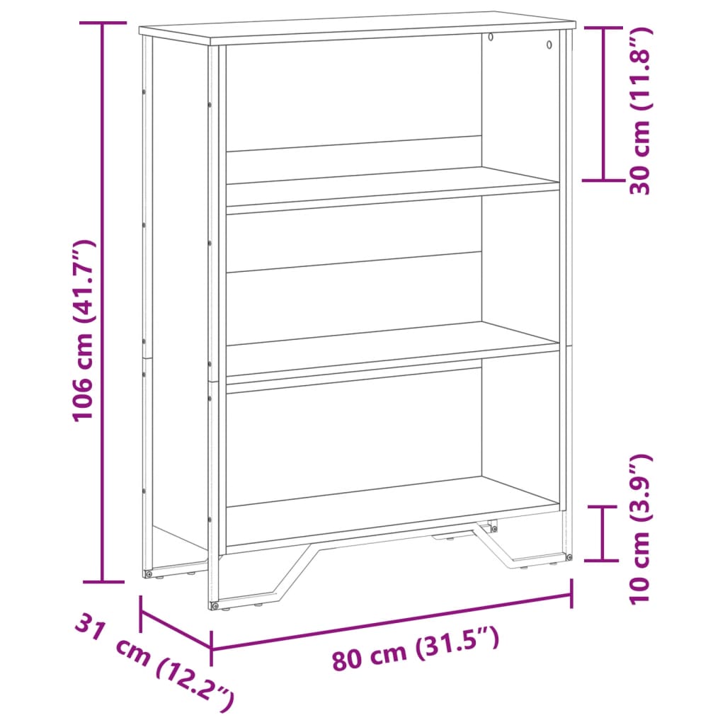 Bücherregal Räuchereiche 80x31x106 cm Holzwerkstoff