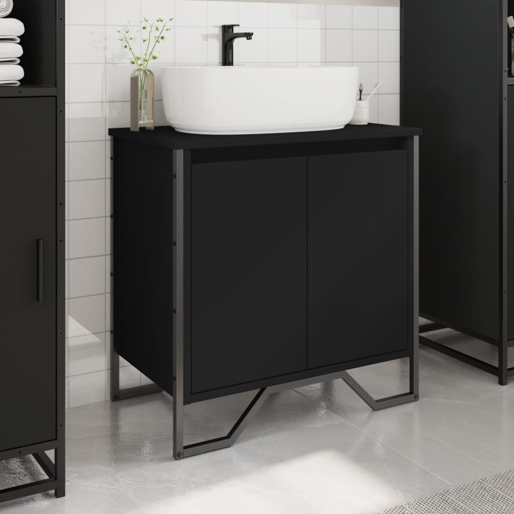 Washbasin Cabinet Black 60x35x60 cm Wood Material