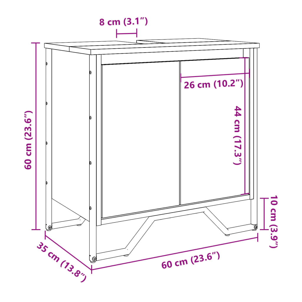 Washbasin Cabinet Black 60x35x60 cm Wood Material