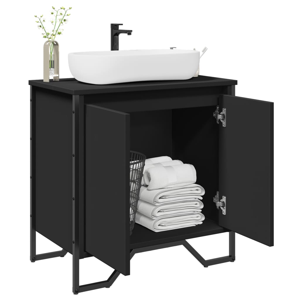 Washbasin Cabinet Black 60x35x60 cm Wood Material