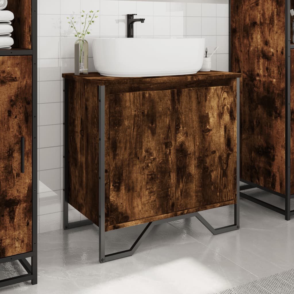 Washbasin base cabinet smoked oak 60x35x60 cm wood material