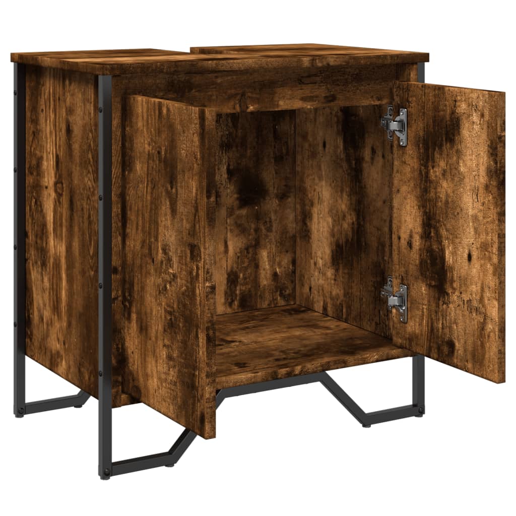 Washbasin base cabinet smoked oak 60x35x60 cm wood material