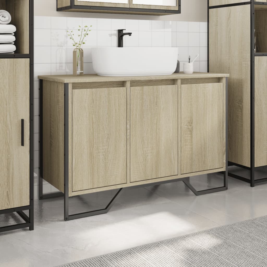 Washbasin base cabinet Sonoma oak 91x35x60 cm wood material