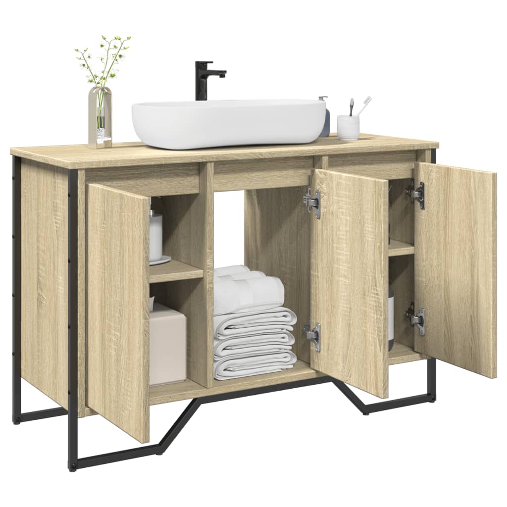 Washbasin base cabinet Sonoma oak 91x35x60 cm wood material