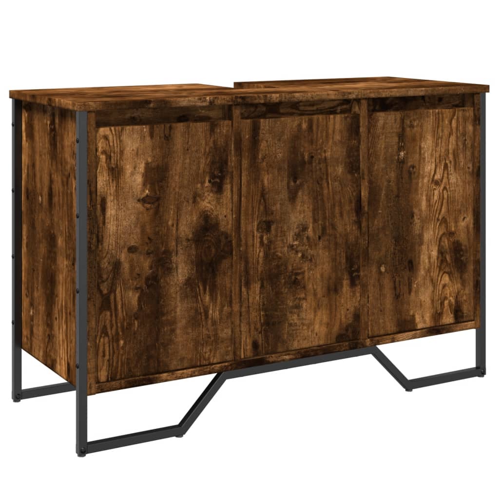 Washbasin base cabinet smoked oak 91x35x60 cm wood material