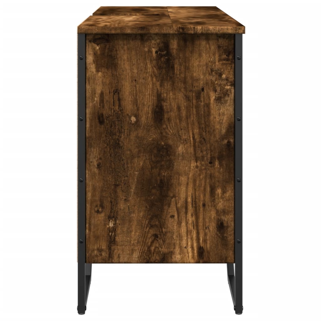 Washbasin base cabinet smoked oak 91x35x60 cm wood material