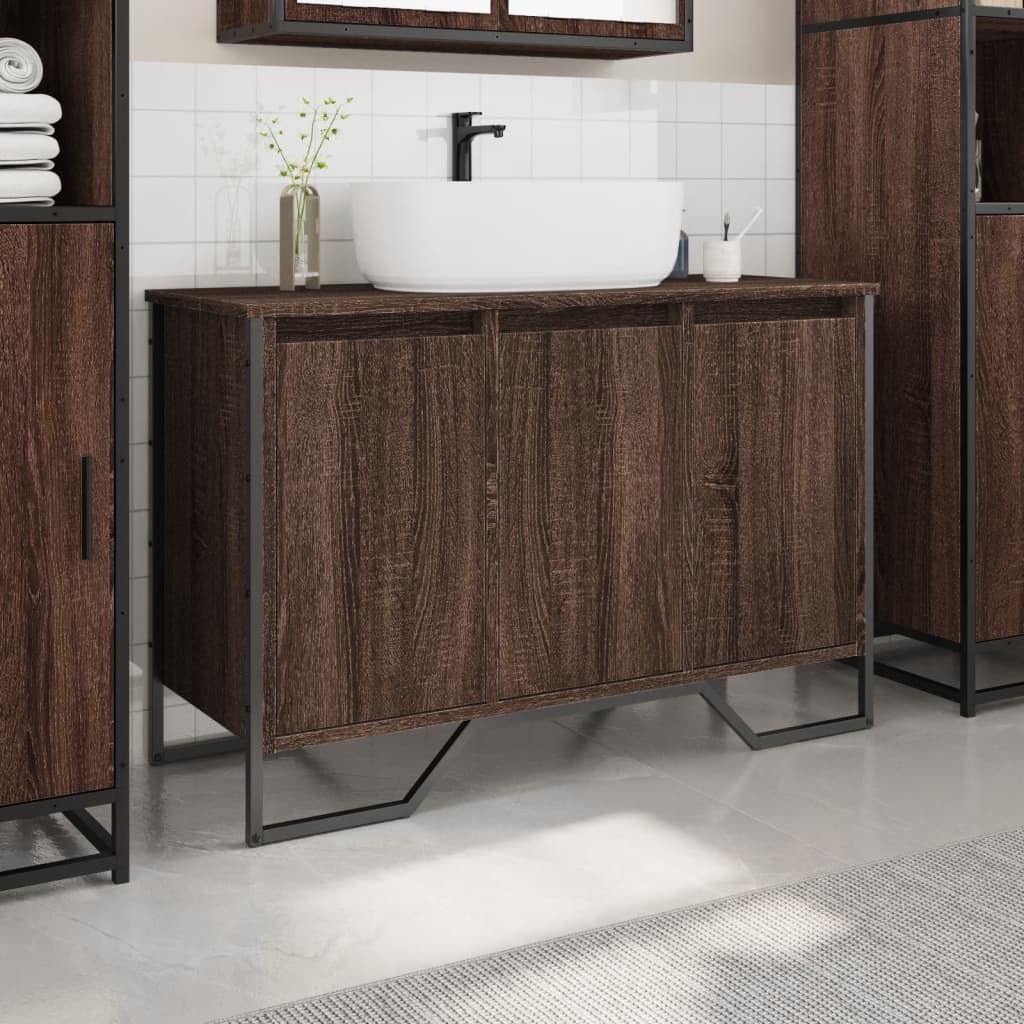 Washbasin Cabinet Brown Oak Look 91x35x60 cm