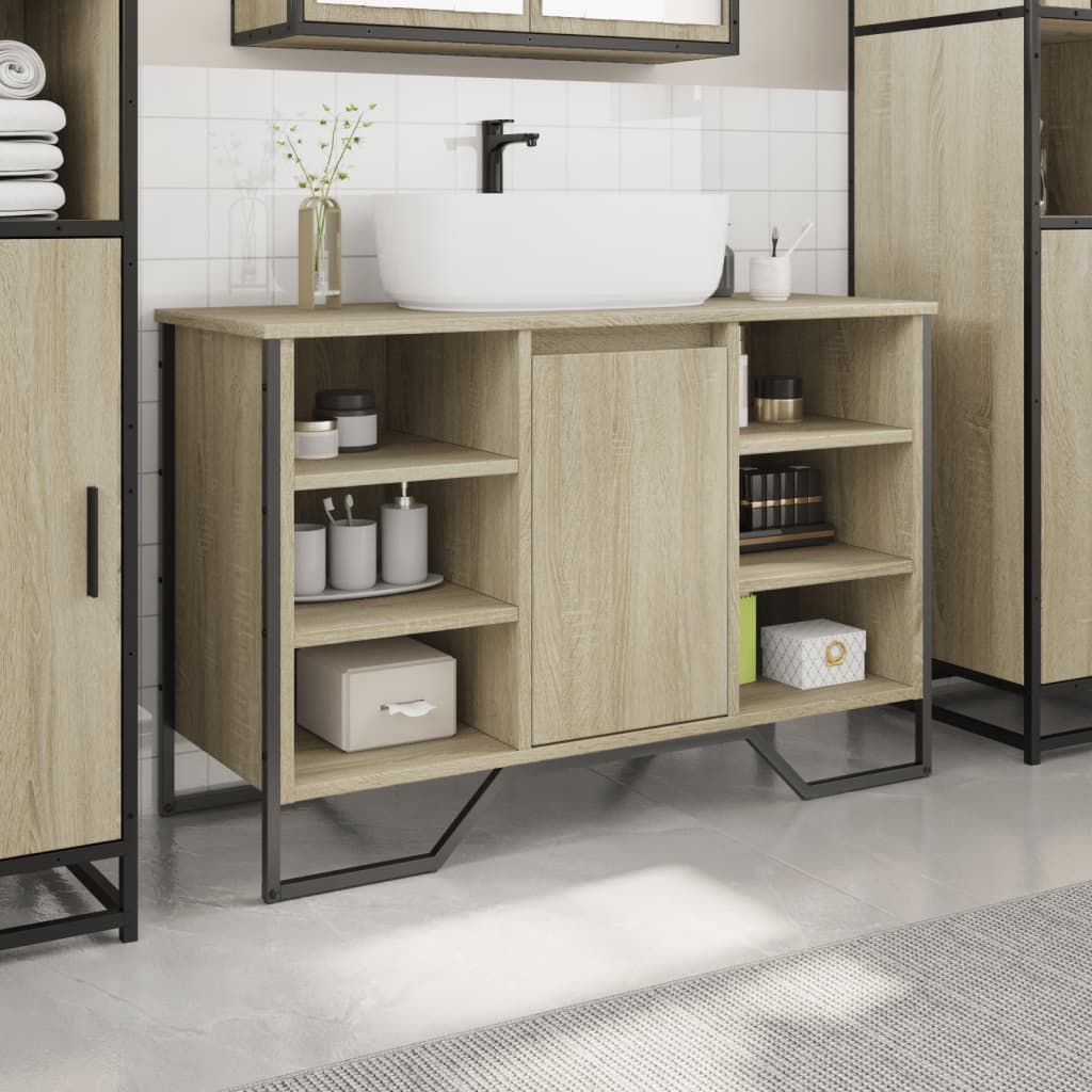 Washbasin base cabinet Sonoma oak 91x35x60 cm wood material