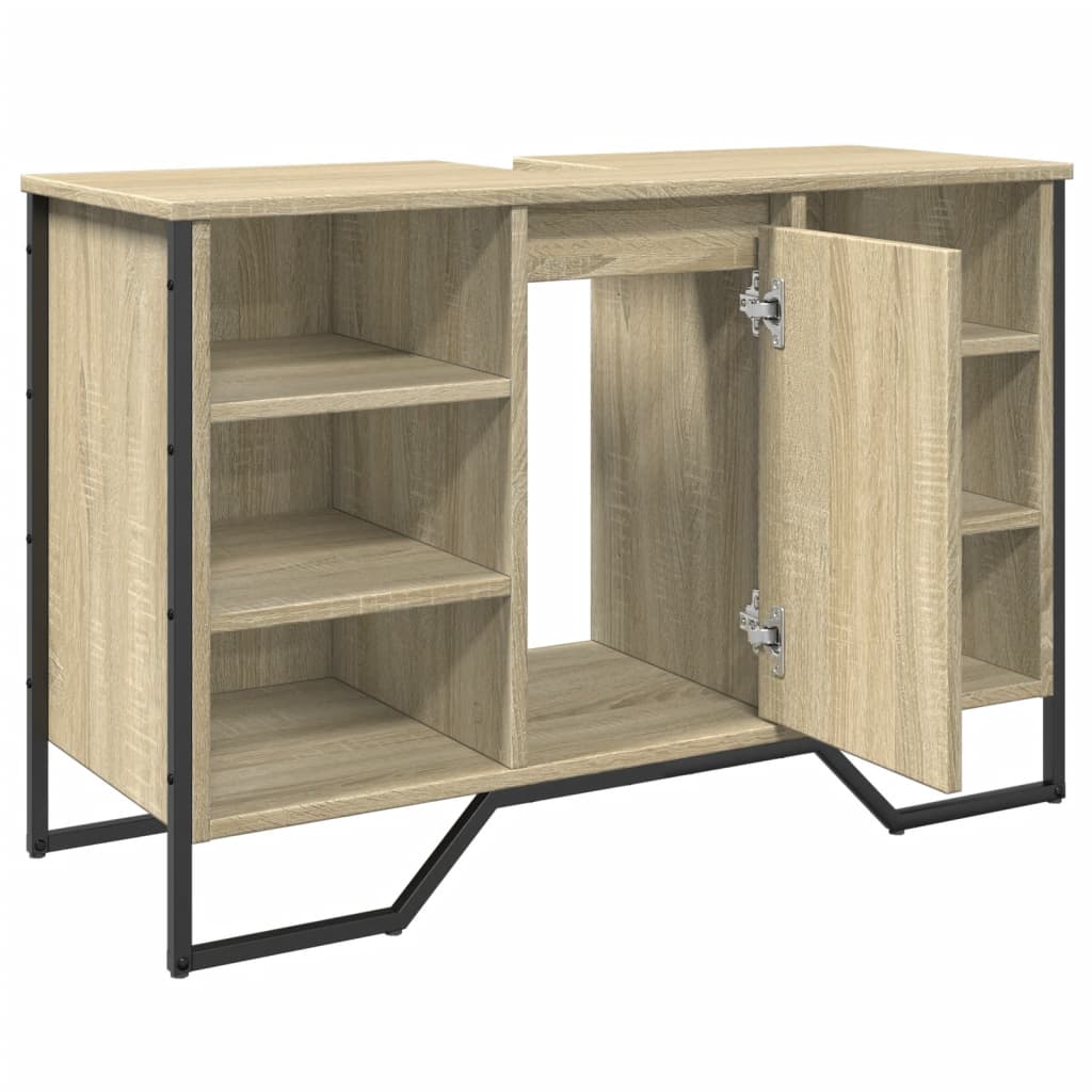 Washbasin base cabinet Sonoma oak 91x35x60 cm wood material