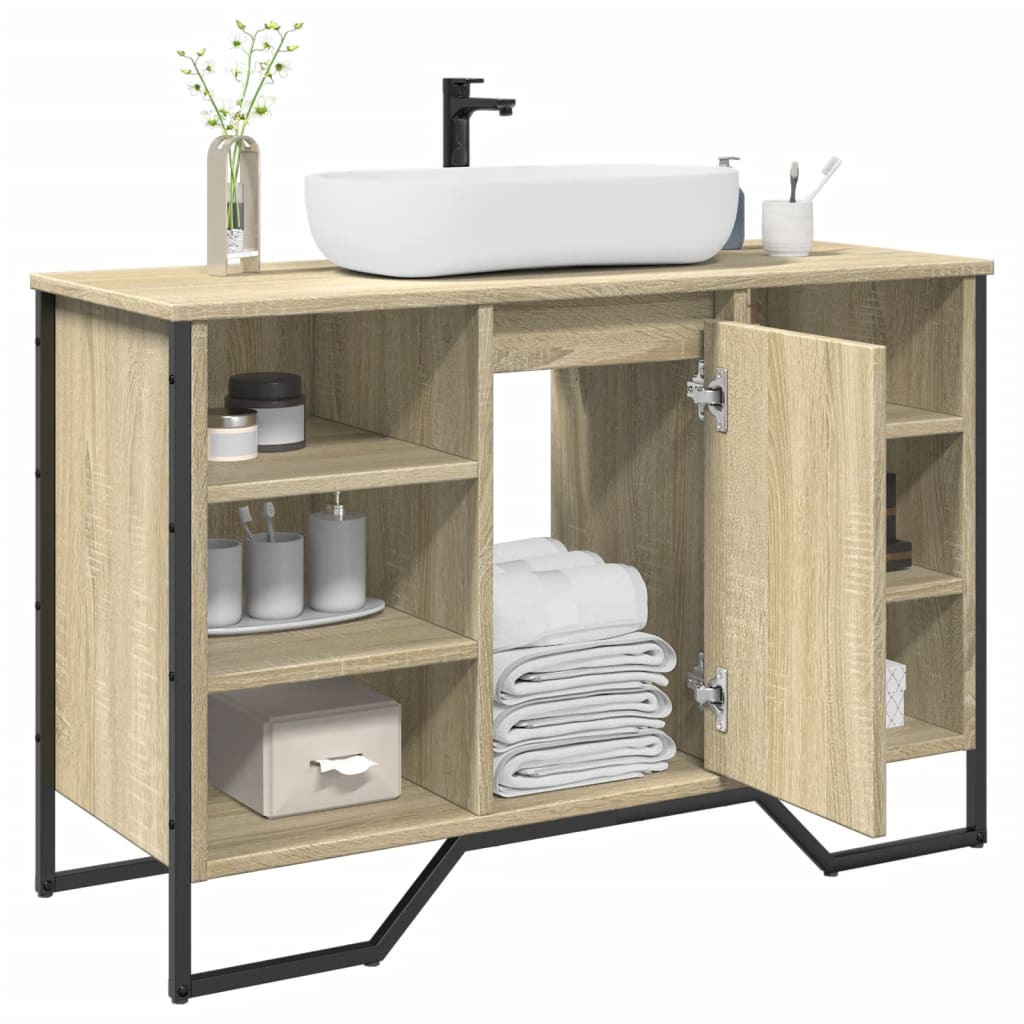 Washbasin base cabinet Sonoma oak 91x35x60 cm wood material