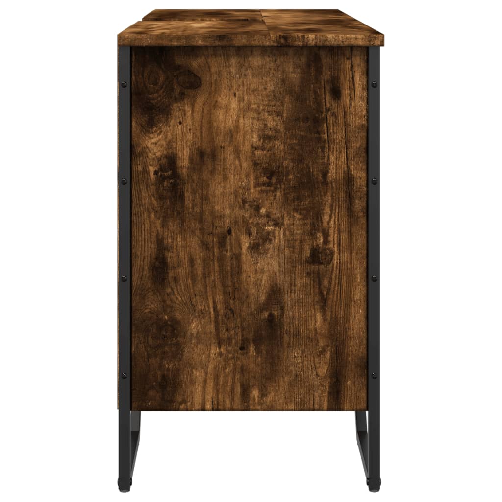 Washbasin base cabinet smoked oak 91x35x60 cm wood material