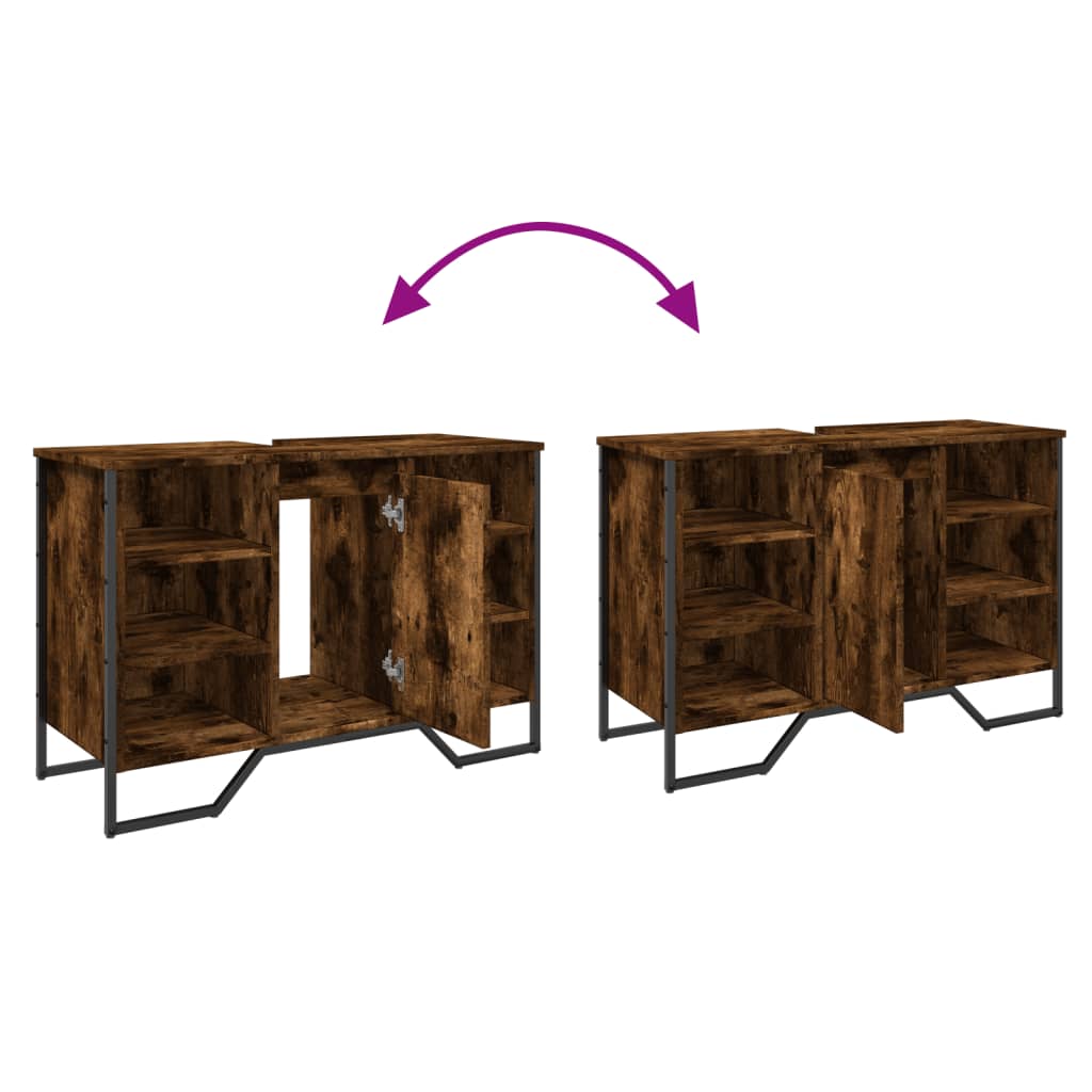 Waschbeckenunterschrank Räuchereiche 91x35x60 cm Holzwerkstoff