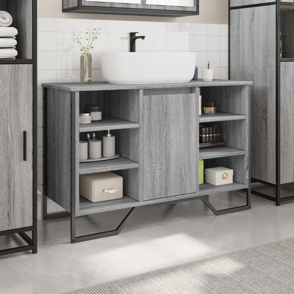 Washbasin Cabinet Grey Sonoma 91x35x60 cm Wood Material