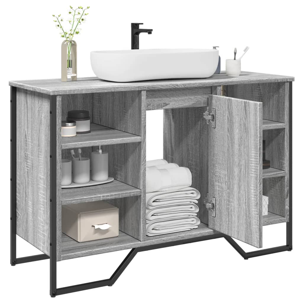 Washbasin Cabinet Grey Sonoma 91x35x60 cm Wood Material