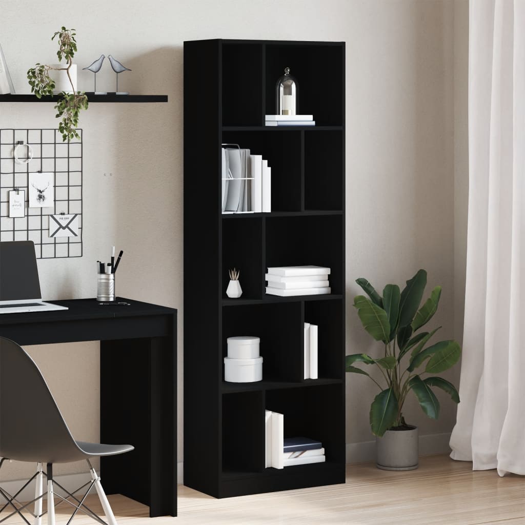 Bookshelf Black 57x28.5x174 cm Wood Material