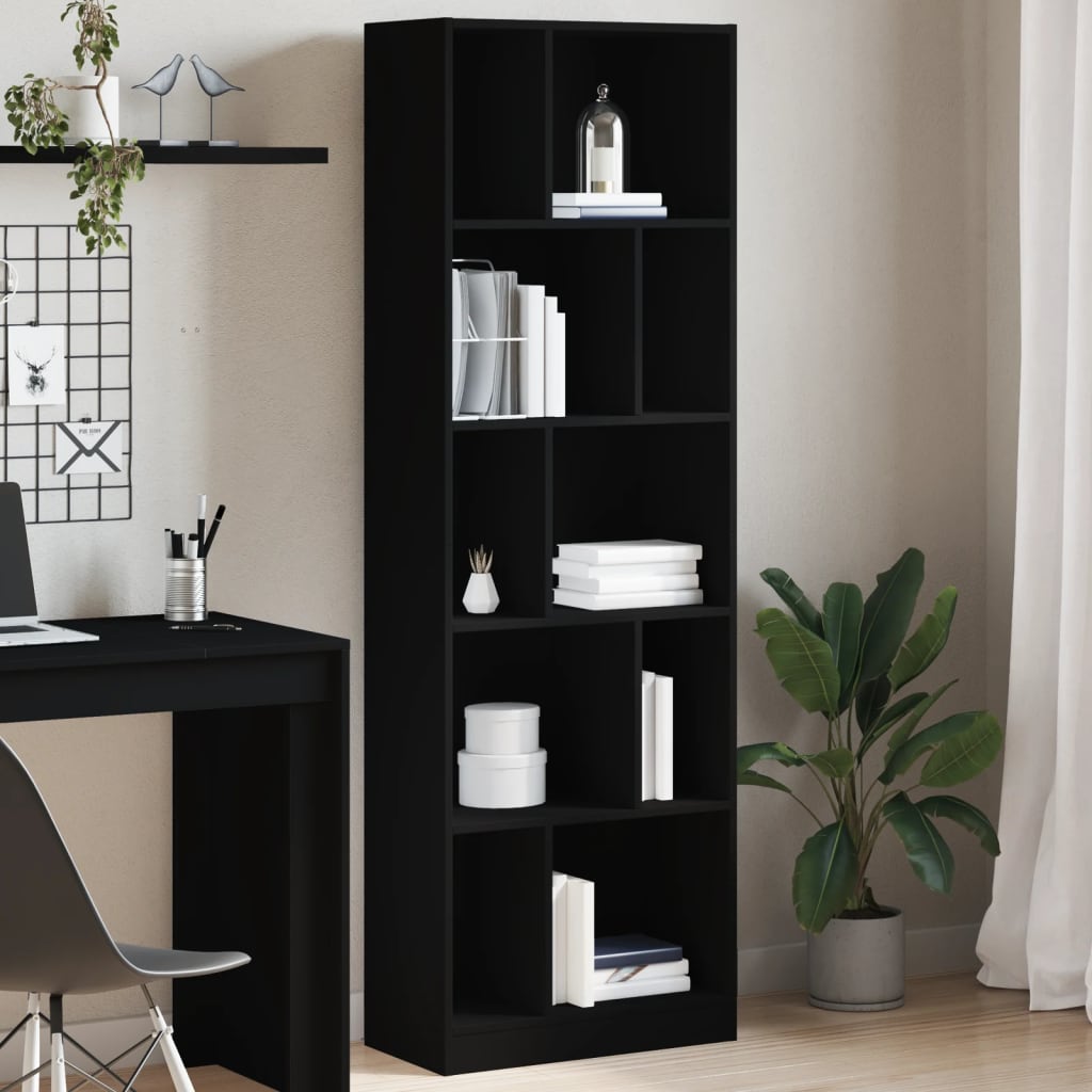 Bookshelf Black 57x28.5x174 cm Wood Material