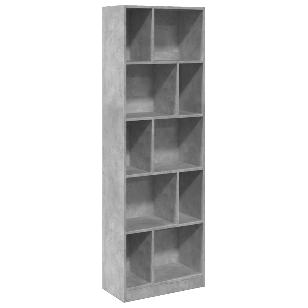 Bücherregal Betongrau 57x28,5x174 cm Holzwerkstoff