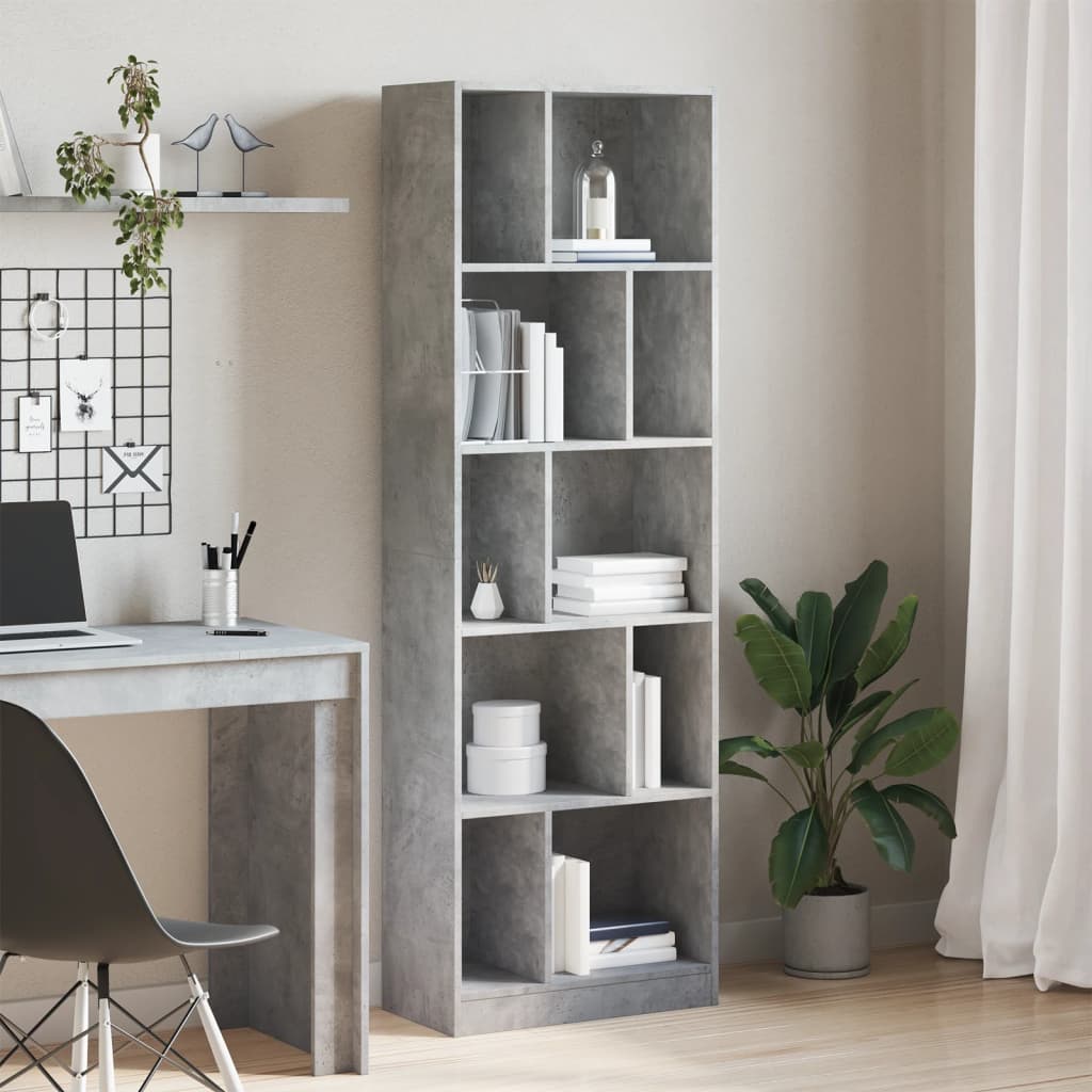 Bookshelf Concrete Grey 57x28.5x174 cm Wood Material