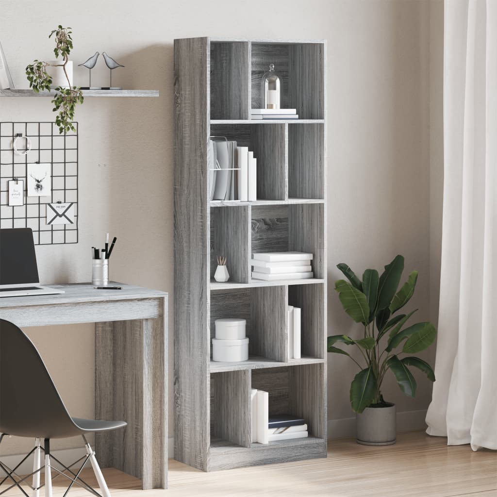 Bookshelf Gray Sonoma 57x28.5x174 cm Wood Material