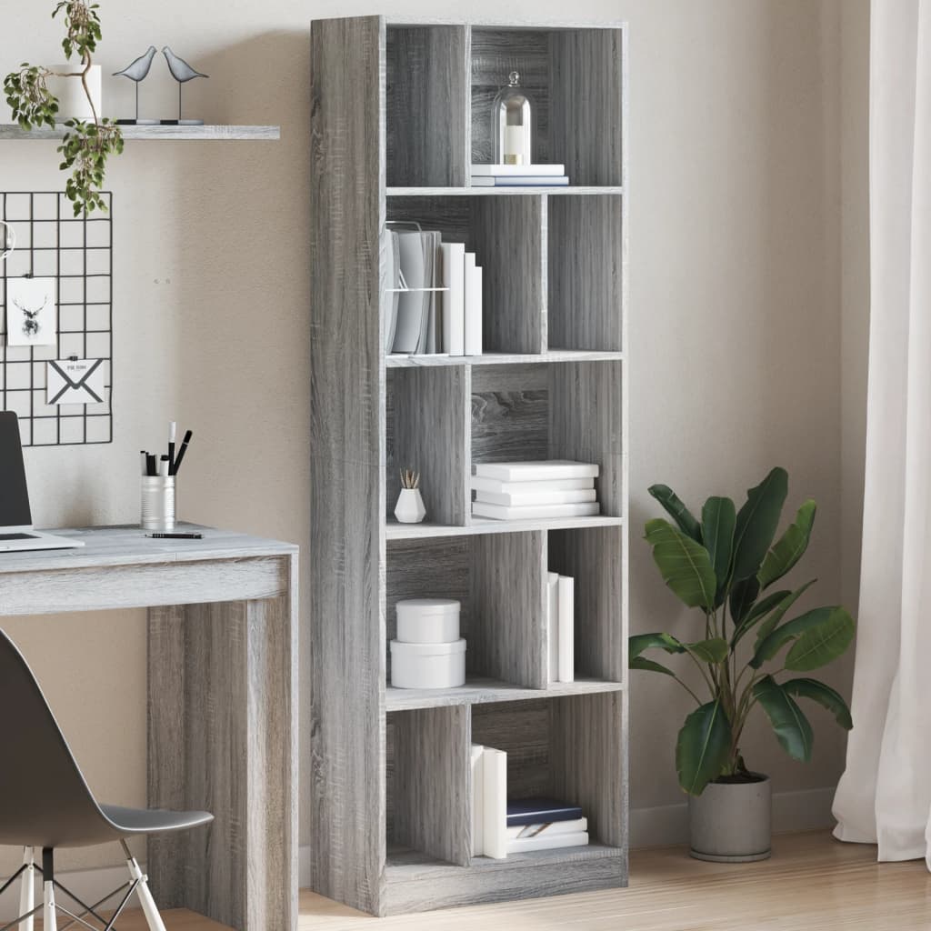 Bookshelf Gray Sonoma 57x28.5x174 cm Wood Material