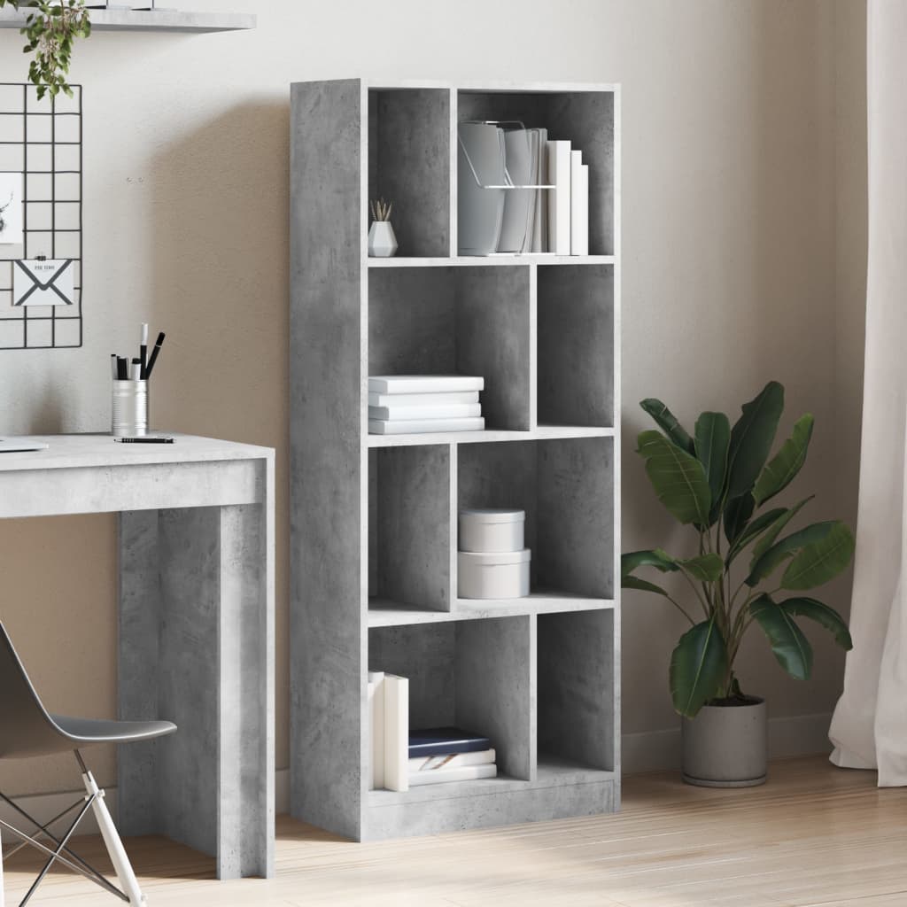 Bookshelf Concrete Grey 57x28.5x141 cm Wood Material